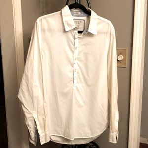 Guess white mens shirt 3/4 button placket
